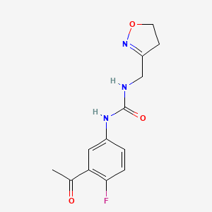 molecular formula C13H14FN3O3 B7406826 1-(3-Acetyl-4-fluorophenyl)-3-(4,5-dihydro-1,2-oxazol-3-ylmethyl)urea 