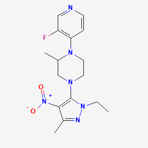 molecular formula C16H21FN6O2 B7406844 4-(2-Ethyl-5-methyl-4-nitropyrazol-3-yl)-1-(3-fluoropyridin-4-yl)-2-methylpiperazine 