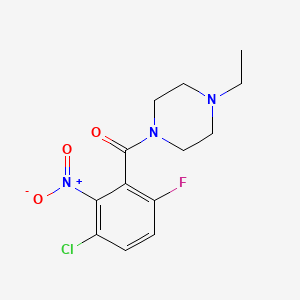 molecular formula C13H15ClFN3O3 B7406900 (3-Chloro-6-fluoro-2-nitrophenyl)-(4-ethylpiperazin-1-yl)methanone 