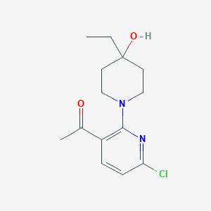 molecular formula C14H19ClN2O2 B7406913 1-[6-Chloro-2-(4-ethyl-4-hydroxypiperidin-1-yl)pyridin-3-yl]ethanone 