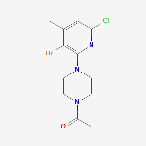 molecular formula C12H15BrClN3O B7406921 1-[4-(3-Bromo-6-chloro-4-methylpyridin-2-yl)piperazin-1-yl]ethanone 