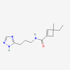 molecular formula C13H20N4O B7406929 3-ethyl-3-methyl-N-[3-(1H-1,2,4-triazol-5-yl)propyl]cyclobutene-1-carboxamide 