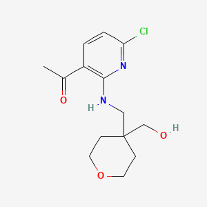 1-[6-Chloro-2-[[4-(hydroxymethyl)oxan-4-yl]methylamino]pyridin-3-yl]ethanone