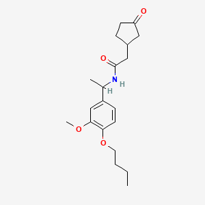 N-[1-(4-butoxy-3-methoxyphenyl)ethyl]-2-(3-oxocyclopentyl)acetamide