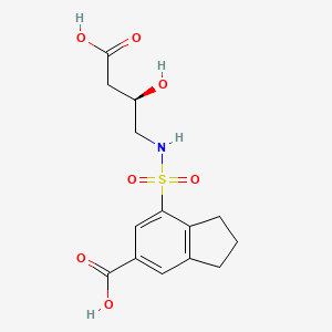 molecular formula C14H17NO7S B7406963 7-[[(2R)-3-carboxy-2-hydroxypropyl]sulfamoyl]-2,3-dihydro-1H-indene-5-carboxylic acid 