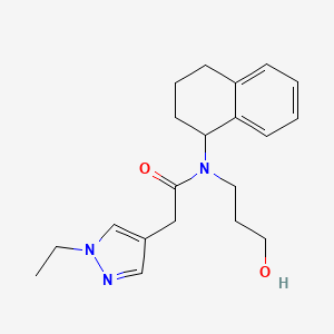 molecular formula C20H27N3O2 B7407015 2-(1-ethylpyrazol-4-yl)-N-(3-hydroxypropyl)-N-(1,2,3,4-tetrahydronaphthalen-1-yl)acetamide 