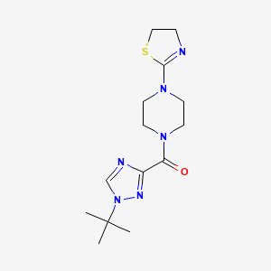 molecular formula C14H22N6OS B7407029 (1-Tert-butyl-1,2,4-triazol-3-yl)-[4-(4,5-dihydro-1,3-thiazol-2-yl)piperazin-1-yl]methanone 