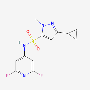 molecular formula C12H12F2N4O2S B7407055 5-cyclopropyl-N-(2,6-difluoropyridin-4-yl)-2-methylpyrazole-3-sulfonamide 