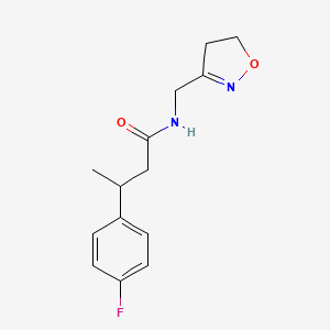 N-(4,5-dihydro-1,2-oxazol-3-ylmethyl)-3-(4-fluorophenyl)butanamide