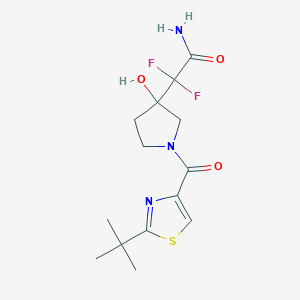 molecular formula C14H19F2N3O3S B7407092 2-[1-(2-Tert-butyl-1,3-thiazole-4-carbonyl)-3-hydroxypyrrolidin-3-yl]-2,2-difluoroacetamide 