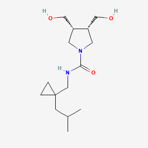 molecular formula C15H28N2O3 B7407099 (3R,4S)-3,4-bis(hydroxymethyl)-N-[[1-(2-methylpropyl)cyclopropyl]methyl]pyrrolidine-1-carboxamide 