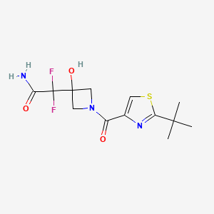 molecular formula C13H17F2N3O3S B7407120 2-[1-(2-Tert-butyl-1,3-thiazole-4-carbonyl)-3-hydroxyazetidin-3-yl]-2,2-difluoroacetamide 