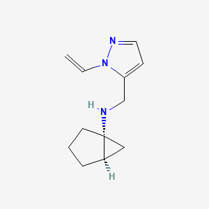 molecular formula C12H17N3 B7407279 (1R,5R)-N-[(2-ethenylpyrazol-3-yl)methyl]bicyclo[3.1.0]hexan-1-amine 