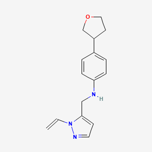 molecular formula C16H19N3O B7407306 N-[(2-ethenylpyrazol-3-yl)methyl]-4-(oxolan-3-yl)aniline 