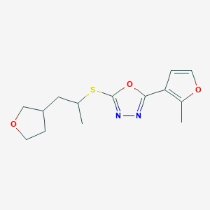 2-(2-Methylfuran-3-yl)-5-[1-(oxolan-3-yl)propan-2-ylsulfanyl]-1,3,4-oxadiazole