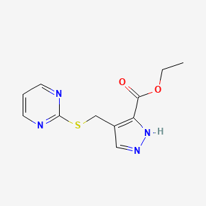 ethyl 4-(pyrimidin-2-ylsulfanylmethyl)-1H-pyrazole-5-carboxylate