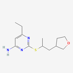 molecular formula C13H21N3OS B7407424 6-Ethyl-2-[1-(oxolan-3-yl)propan-2-ylsulfanyl]pyrimidin-4-amine 