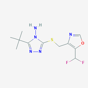 3-Tert-butyl-5-[[5-(difluoromethyl)-1,3-oxazol-4-yl]methylsulfanyl]-1,2,4-triazol-4-amine