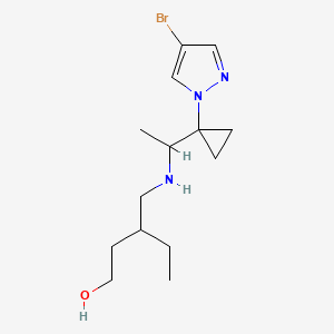 molecular formula C14H24BrN3O B7407451 3-[[1-[1-(4-Bromopyrazol-1-yl)cyclopropyl]ethylamino]methyl]pentan-1-ol 