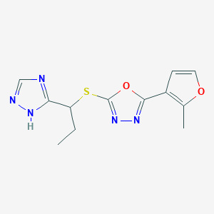 2-(2-methylfuran-3-yl)-5-[1-(1H-1,2,4-triazol-5-yl)propylsulfanyl]-1,3,4-oxadiazole