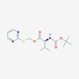 pyrimidin-2-ylsulfanylmethyl (2S)-3-methyl-2-[(2-methylpropan-2-yl)oxycarbonylamino]butanoate