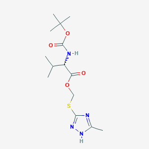 molecular formula C14H24N4O4S B7407473 (5-methyl-1H-1,2,4-triazol-3-yl)sulfanylmethyl (2S)-3-methyl-2-[(2-methylpropan-2-yl)oxycarbonylamino]butanoate 