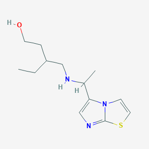 molecular formula C13H21N3OS B7407546 3-[(1-Imidazo[2,1-b][1,3]thiazol-5-ylethylamino)methyl]pentan-1-ol 