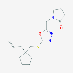 1-[[5-[(1-Prop-2-enylcyclopentyl)methylsulfanyl]-1,3,4-oxadiazol-2-yl]methyl]pyrrolidin-2-one