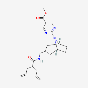 molecular formula C22H30N4O3 B7407575 methyl 2-[(1R,5S)-3-[(2-prop-2-enylpent-4-enoylamino)methyl]-8-azabicyclo[3.2.1]octan-8-yl]pyrimidine-5-carboxylate 