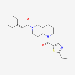 molecular formula C21H31N3O2S B7407583 3-Ethyl-1-[1-(2-ethyl-1,3-thiazole-5-carbonyl)-2,3,4,4a,5,7,8,8a-octahydro-1,6-naphthyridin-6-yl]pent-2-en-1-one 