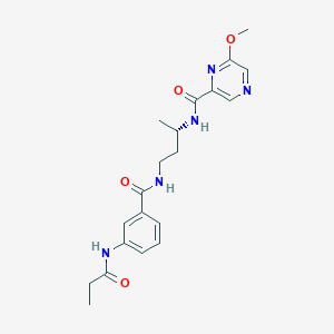 molecular formula C20H25N5O4 B7407589 6-methoxy-N-[(2S)-4-[[3-(propanoylamino)benzoyl]amino]butan-2-yl]pyrazine-2-carboxamide 