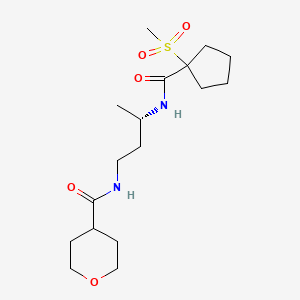 molecular formula C17H30N2O5S B7407604 N-[(3S)-3-[(1-methylsulfonylcyclopentanecarbonyl)amino]butyl]oxane-4-carboxamide 