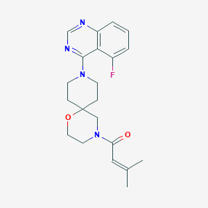 molecular formula C21H25FN4O2 B7407671 1-[9-(5-Fluoroquinazolin-4-yl)-1-oxa-4,9-diazaspiro[5.5]undecan-4-yl]-3-methylbut-2-en-1-one 