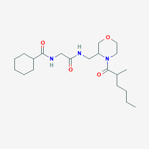 molecular formula C21H37N3O4 B7407720 N-[2-[[4-(2-methylhexanoyl)morpholin-3-yl]methylamino]-2-oxoethyl]cyclohexanecarboxamide 