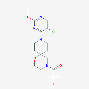 molecular formula C17H24ClFN4O3 B7407724 1-[9-(5-Chloro-2-methoxypyrimidin-4-yl)-1-oxa-4,9-diazaspiro[5.5]undecan-4-yl]-2-fluoro-2-methylpropan-1-one 