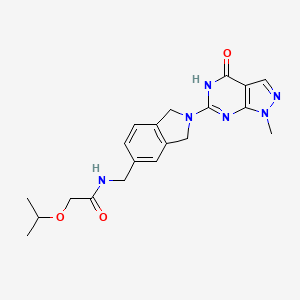 molecular formula C20H24N6O3 B7407756 N-[[2-(1-methyl-4-oxo-5H-pyrazolo[3,4-d]pyrimidin-6-yl)-1,3-dihydroisoindol-5-yl]methyl]-2-propan-2-yloxyacetamide 