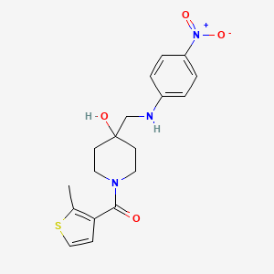 molecular formula C18H21N3O4S B7407775 [4-Hydroxy-4-[(4-nitroanilino)methyl]piperidin-1-yl]-(2-methylthiophen-3-yl)methanone 