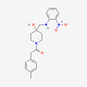 molecular formula C21H25N3O4 B7407791 1-[4-Hydroxy-4-[(2-nitroanilino)methyl]piperidin-1-yl]-2-(4-methylphenyl)ethanone 