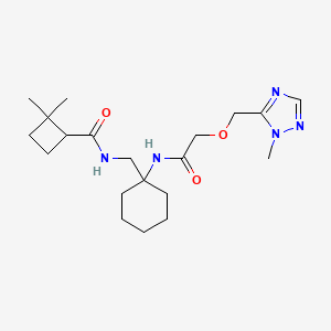 molecular formula C20H33N5O3 B7407794 2,2-dimethyl-N-[[1-[[2-[(2-methyl-1,2,4-triazol-3-yl)methoxy]acetyl]amino]cyclohexyl]methyl]cyclobutane-1-carboxamide 