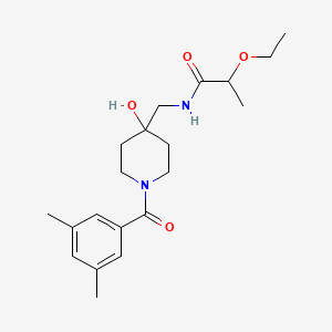 molecular formula C20H30N2O4 B7407808 N-[[1-(3,5-dimethylbenzoyl)-4-hydroxypiperidin-4-yl]methyl]-2-ethoxypropanamide 