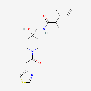 N-[[4-hydroxy-1-[2-(1,3-thiazol-4-yl)acetyl]piperidin-4-yl]methyl]-2,3-dimethylpent-4-enamide