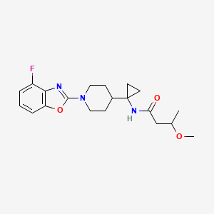 molecular formula C20H26FN3O3 B7407827 N-[1-[1-(4-fluoro-1,3-benzoxazol-2-yl)piperidin-4-yl]cyclopropyl]-3-methoxybutanamide 