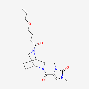 molecular formula C19H28N4O4 B7407851 1,3-Dimethyl-4-[5-(4-prop-2-enoxybutanoyl)-2,5-diazabicyclo[2.2.2]octane-2-carbonyl]imidazol-2-one 