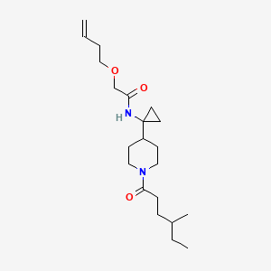 molecular formula C21H36N2O3 B7407857 2-but-3-enoxy-N-[1-[1-(4-methylhexanoyl)piperidin-4-yl]cyclopropyl]acetamide 