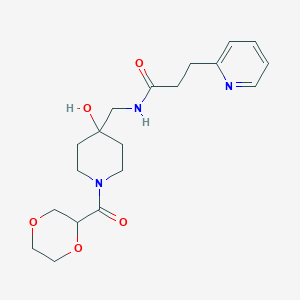 N-[[1-(1,4-dioxane-2-carbonyl)-4-hydroxypiperidin-4-yl]methyl]-3-pyridin-2-ylpropanamide