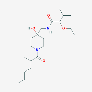 molecular formula C20H38N2O4 B7407879 2-ethoxy-N-[[4-hydroxy-1-(2-methylhexanoyl)piperidin-4-yl]methyl]-3-methylbutanamide 