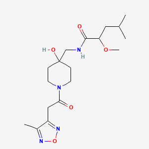 N-[[4-hydroxy-1-[2-(4-methyl-1,2,5-oxadiazol-3-yl)acetyl]piperidin-4-yl]methyl]-2-methoxy-4-methylpentanamide