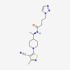 molecular formula C18H25N7OS B7407894 N-[(1R)-1-[1-(4-cyano-3-methyl-1,2-thiazol-5-yl)piperidin-4-yl]ethyl]-4-(triazol-1-yl)butanamide 