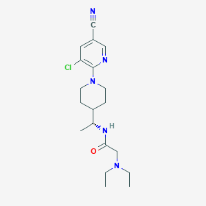 molecular formula C19H28ClN5O B7407906 N-[(1R)-1-[1-(3-chloro-5-cyanopyridin-2-yl)piperidin-4-yl]ethyl]-2-(diethylamino)acetamide 