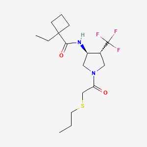 molecular formula C17H27F3N2O2S B7407930 1-ethyl-N-[(3S,4R)-1-(2-propylsulfanylacetyl)-4-(trifluoromethyl)pyrrolidin-3-yl]cyclobutane-1-carboxamide 